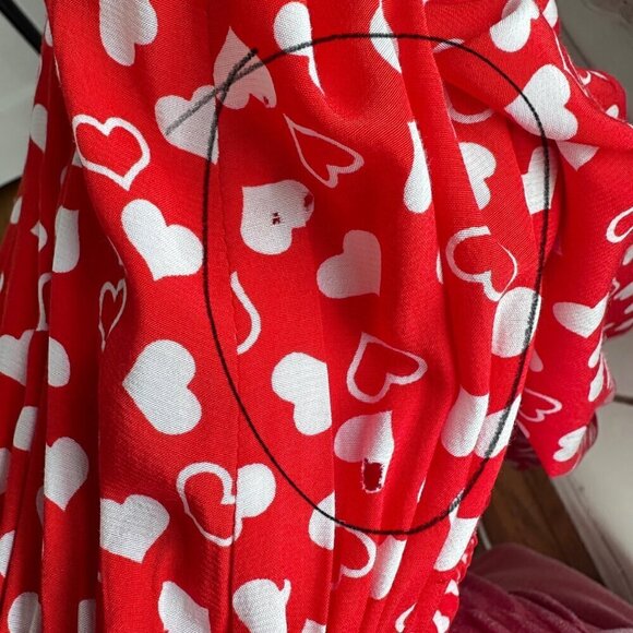 And Other Stories Frill Neck Red Love Heart L/S Midi Dress Paris Atelier, Size 6 - Picture 11 of 12